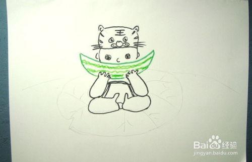 吃瓜男孩简笔画