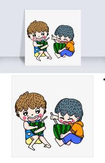 画吃瓜小子,趣味横生的童年瞬间